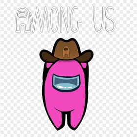 HD Cowboy Hat Pink Among Us Character With Logo PNG