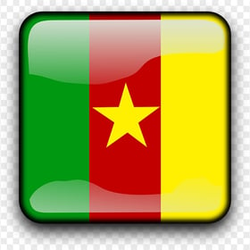 Cameroon Square Glossy Flag Icon PNG