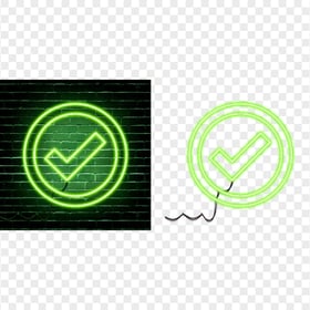 HD Round Circle Green Neon Tick Mark Icon Symbol PNG