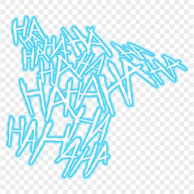 HD Haha Joker Laugh Blue Text Neon Style PNG