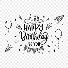HD Happy Birthday To You Line Art Design PNG