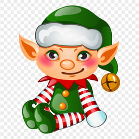 Cute Cartoon Baby Elf Sitting Down PNG Image