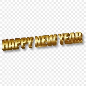 3D Gold Happy New Year Text Transparent Background