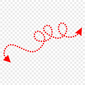Red Curved Dashed Arrow With Two Ends