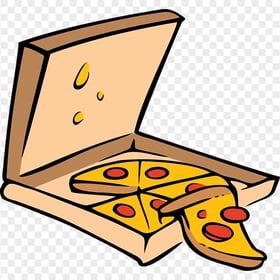 Cartoon Illustration Pepperoni Pizza box