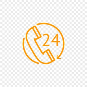 HD Orange Round Circle Phone 24H Icon Transparent PNG