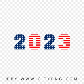 HD 2023 Text Numbers American Flag Style PNG