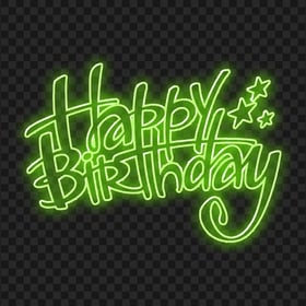 HD Happy Birthday Green Glowing Neon Text PNG