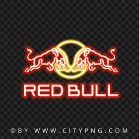 HD Glowing Neon Red Bull Energy Logo PNG
