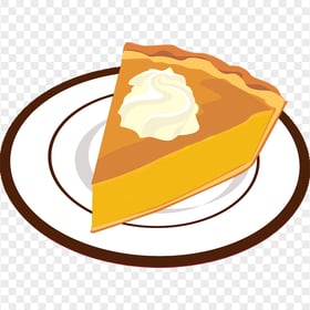 One Piece Of Pumpkin Pie On Plate Cartoon Illustration