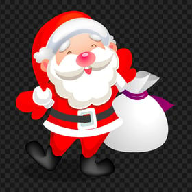 Santa Claus Holding His Bag Cartoon Illustration PNG