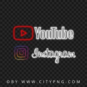 HD Beautiful Youtube Instagram Neon Logos PNG