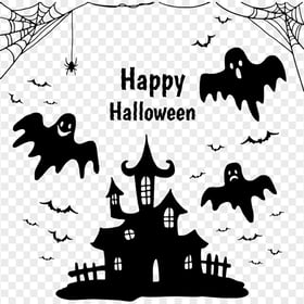 Black Happy Halloween Image Design Silhouettes