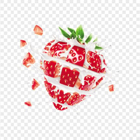 HD Strawberry Milk Splash Milkshake PNG