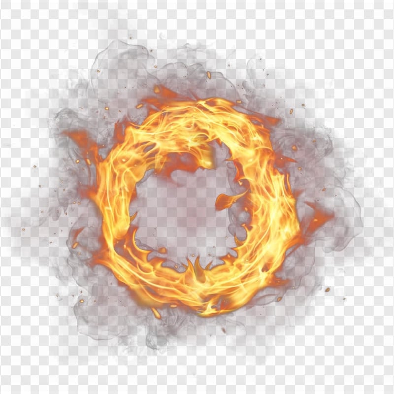 Outline Circle Frame Border Flame Fire With Smoke