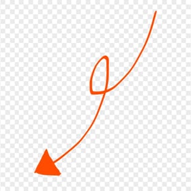 HD Orange Line Art Drawn Arrow Pointing Down Left PNG
