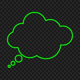 HD Green Lime Outline Thinking Speech Cloud PNG