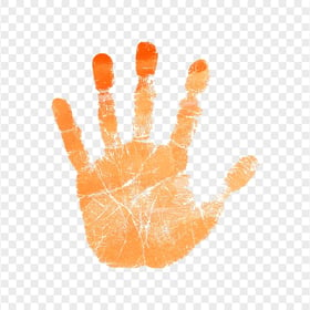 HD Orange Watercolor Real Hand Print PNG