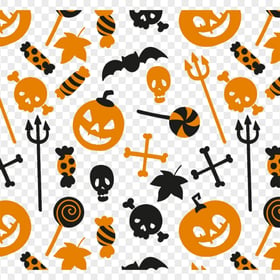 Halloween Pattern Pumpkins & Bats Background