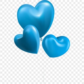 HD Three Blue Balloons Hearts Valentine Love PNG