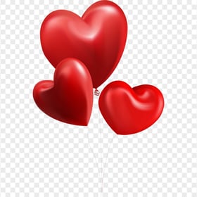 HD Three Red Balloons Hearts Valentine Love PNG
