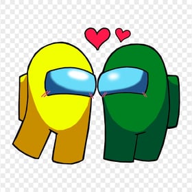 HD Among Us Yellow Love Green Characters Valentines Day PNG