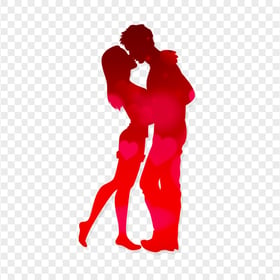 Aesthetic Red Kissing Couple Silhouette PNG IMG