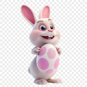 Pink Cute Easter Bunny with Colored Egg HD Transparent PNG