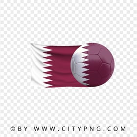 Qatar Flag With Soccer Football Ball PNG