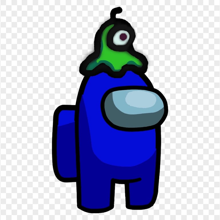 HD Blue Among Us Crewmate Character With Brain Slug Hat PNG | Citypng