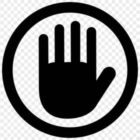HD Black Round Hand Stop Icon PNG