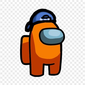 HD Orange Among Us Crewmate Character With Backwards Baseball Cap PNG