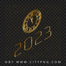 Golden 2023 With Countdown Clock FREE PNG