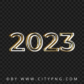 2023 New Year With Gold And White Style HD PNG