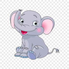 Cartoon Baby Cute Elephant Sitting Down PNG