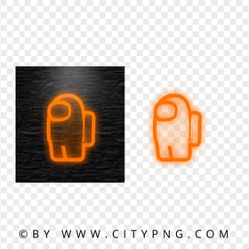 HD Orange Neon Among Us Game Character PNG