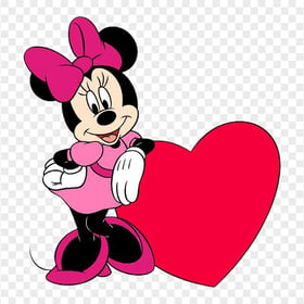 Minnie Mouse Valentine's Day Red Heart PNG Image