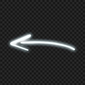 HD Curved White Neon Arrow Pointing Left PNG