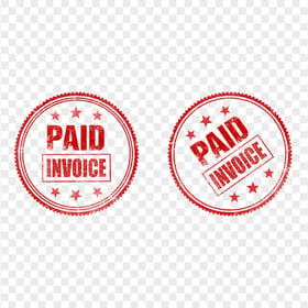 Two Red Round Paid Invoice Business Icon Stamp