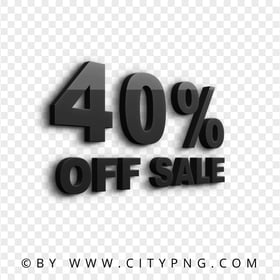 3D 40 Percent OFF Sale Black Text Logo Sign PNG Image