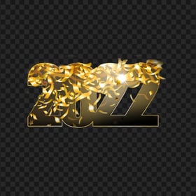 HD Gold 2022 Text With Confetti PNG
