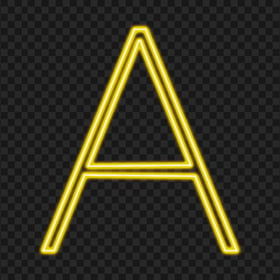 HD Glowing Yellow Neon A Letter Text Alphabet PNG