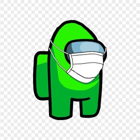 HD Lime Among Us Character Covid Surgical Mask PNG