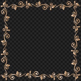Brown Gold Decorative Pattern Square Frame PNG