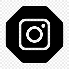 Instagram Outline Logo In Black Hexagonal Shape Icon
