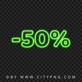 Neon 50 Percent Discount Green Sign Logo FREE PNG