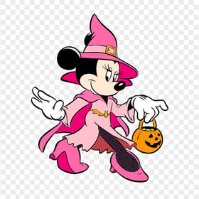 Halloween Minnie Mouse Holding a Pumpkin HD PNG