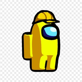 HD Yellow Among Us Character With Hard Hat PNG