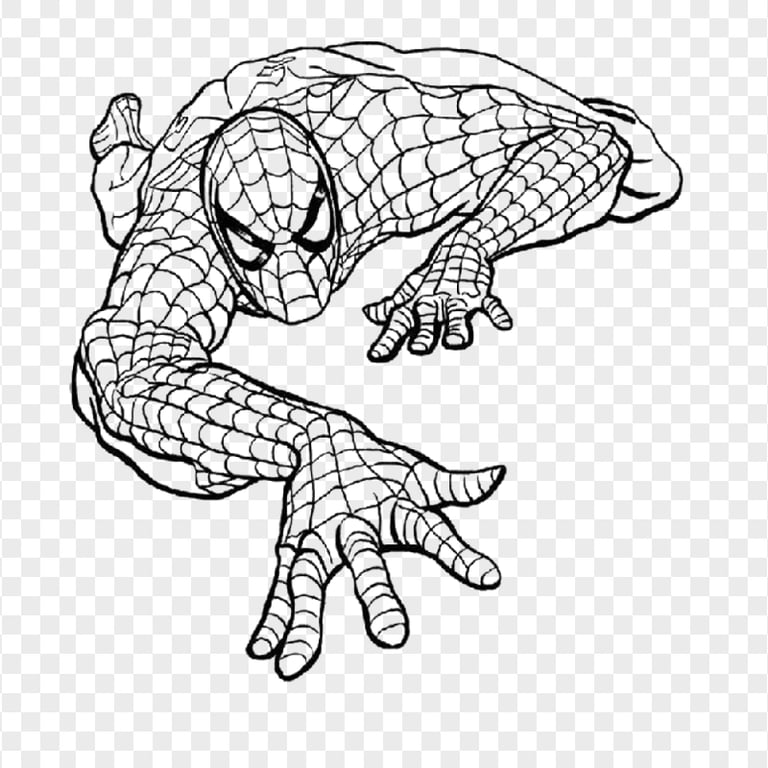 HD Outline Crawling Spiderman Hero Character PNG