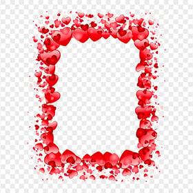 HD PNG Cute Valentine Love Red Hearts Vertical Frame